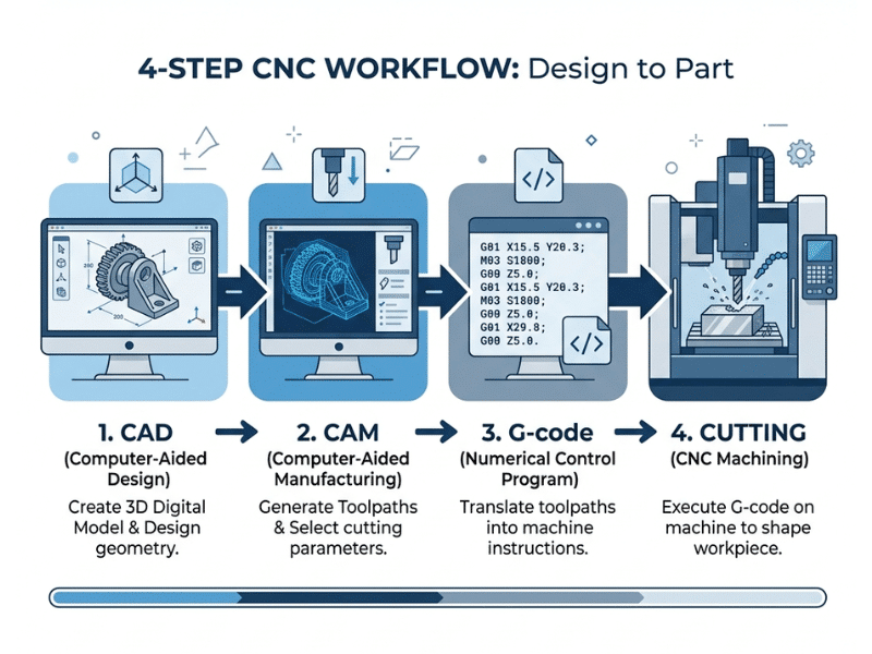 4 step CNC workflow 4 step CNC workflow