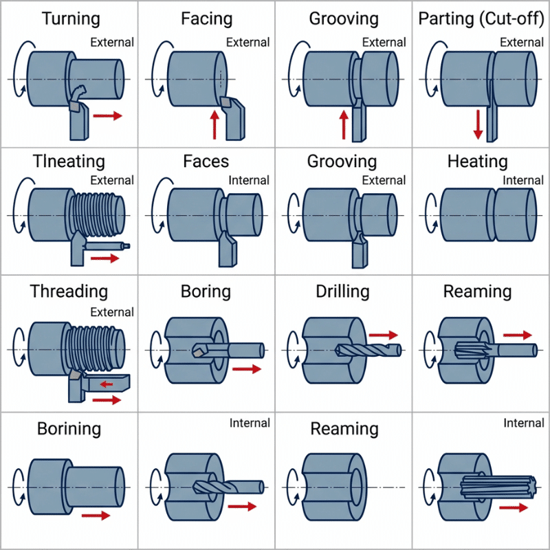CNC Turning Operations Diagram CNC Turning Operations Diagram