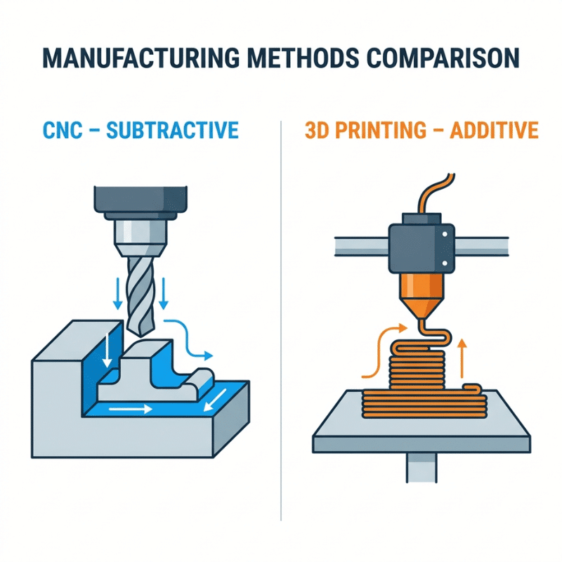 CNC vs 3D printing comparison CNC vs 3D printing comparison
