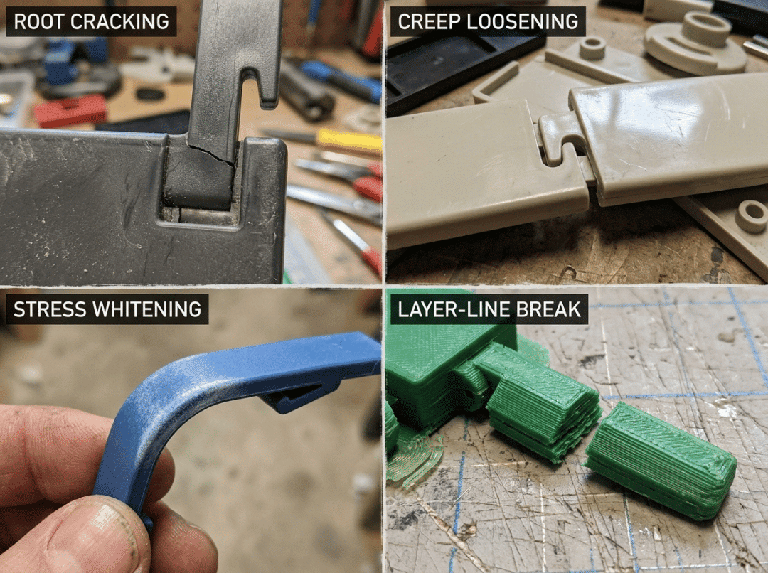 Four common snap fit failures Four common snap fit failures