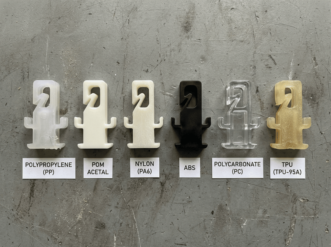 Plastic snap fit clips by material Plastic snap fit clips by material