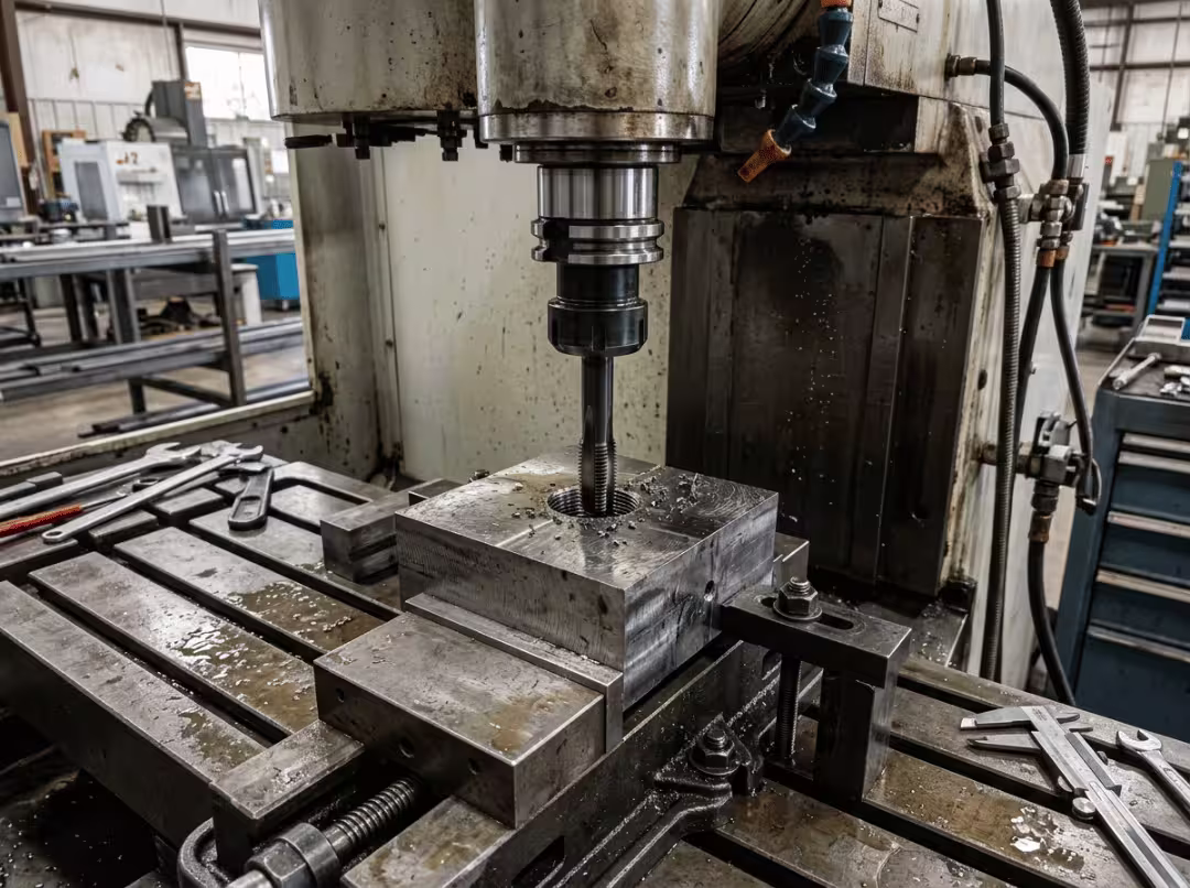 Thread tapping on metal part