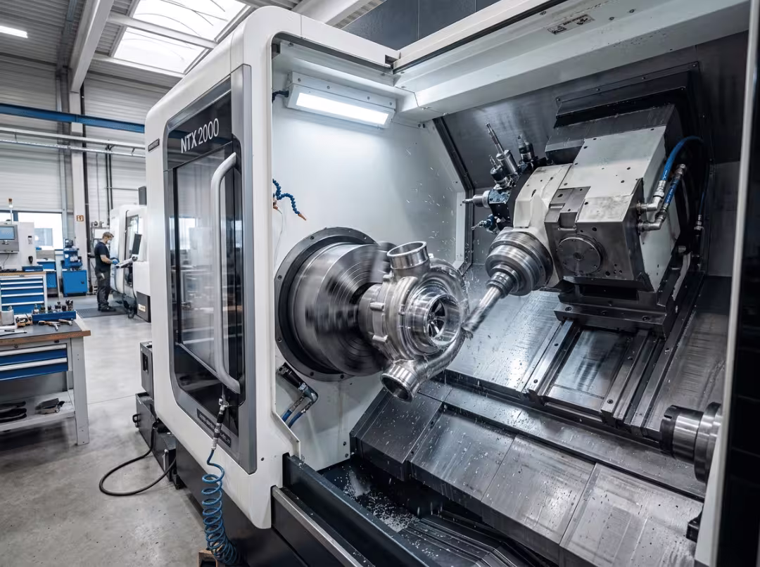 Turn mill machining setup Turn mill machining setup