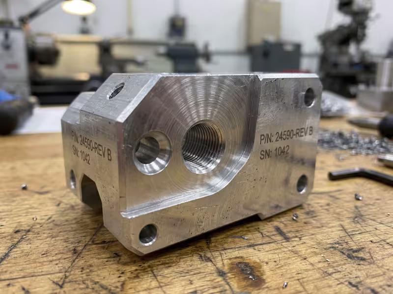 Machined holes threads and sealing face on aluminum Machined holes threads and sealing face on aluminum