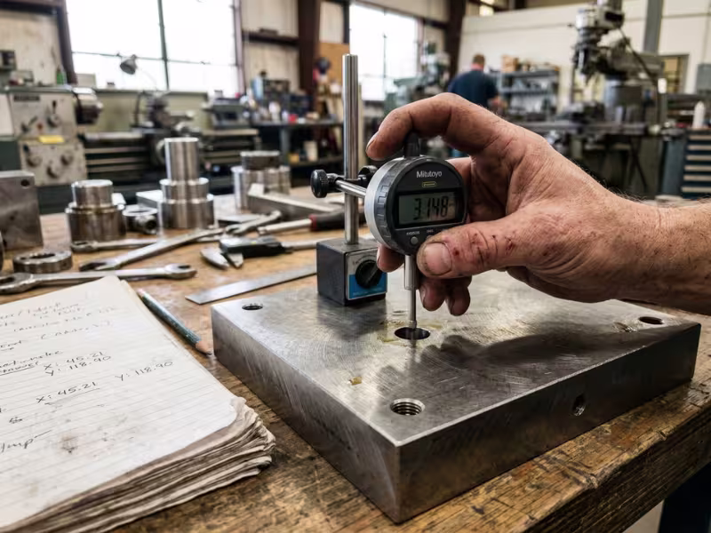 Measuring hole location on metal part Measuring hole location on metal part