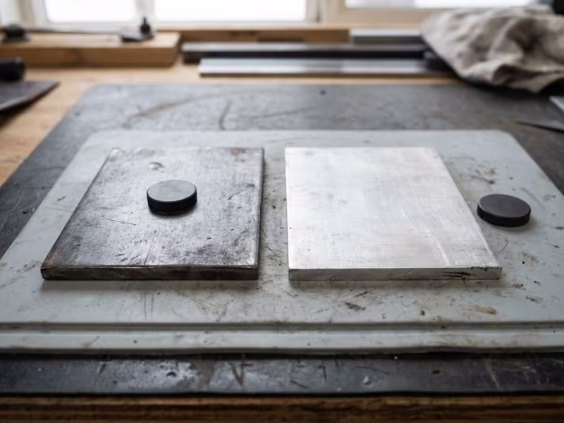 Magnet stuck to steel plate but not aluminium Magnet stuck to steel plate but not aluminium
